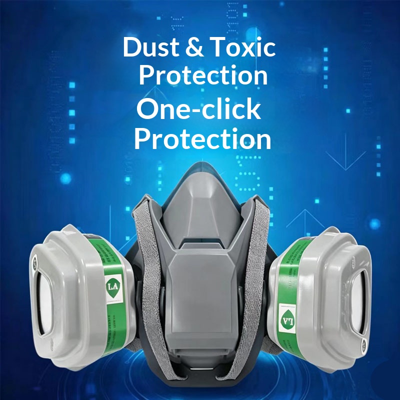Dust Mask Construction - หน้ากากกันแก๊สซิลิโคน 6502QL พร้อมตัวล็อกเร็ว สำหรับงานทาสี ป้องกันไวรัส งานก่อสร้างอุตสาหกรรม